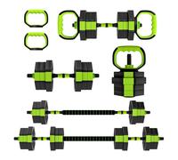 Sportnow juego de mancuernas ajustables, 6 en 1, 20kg, juego de pesas utilizado como kettlebell, barra, mancuernas o soporte para flexiones, equipo para hombres y mujeres, gimnasio en casa 18 cm