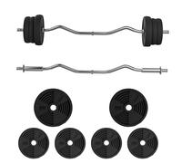 SPORTNOW - Juego de mancuernas de 25 kg total, barra de mancuernas con discos de peso 5 kg y 2,5 kg, barra larga, con mango antideslizante, ejercicios de fitness entrenamiento en casa y gimnasio