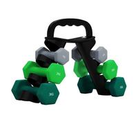 SPORTNOW Juego de Mancuernas de 6 Piezas 12 kg Mancuernas Hexagonales con Soporte de Almacenamiento y Mango Antideslizante para Musculación Entrenamiento en Casa Gimnasio Multicolor