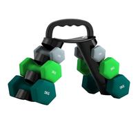 SPORTNOW Juego de Mancuernas de 6 Piezas 18 kg Mancuernas Hexagonales con Soporte de Almacenamiento y Mango Antideslizante para Musculación Entrenamiento en Casa Gimnasio Multicolor
