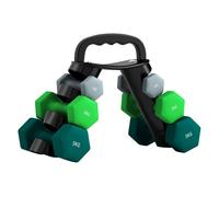 Sportnow juego de mancuernas de 6 piezas 18 kg mancuernas hexagonales con soporte de almacenamiento y mango antideslizante para musculación entrenamiento en casa gimnasio multicolor 30 cm