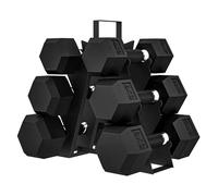 SPORTNOW Juego de Mancuernas Hexagonales 6/8 Piezas 36/50 kg con Soporte | 2x4kg, 2x6kg, 2x8kg, Soporte Almacenamiento, Recubrimiento Goma, Mango Antideslizante, Entrenamiento Casa Gimnasio