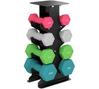 SPORTNOW Juego de Mancuernas de 8 Piezas 20 kg, Mancuernas Hexagonales 2x1kg, 2x2kg, 2x3kg, 2x4kg, con Soporte de Almacenamiento y Mango Recto para Entrenamiento de Fuerza en Casa Gimnasio, Multicolor