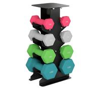 SPORTNOW Juego de Mancuernas de 8 Piezas 20 kg, Mancuernas Hexagonales 2x1kg, 2x2kg, 2x3kg, 2x4kg, con Soporte de Almacenamiento y Mango Recto para Entrenamiento de Fuerza en Casa Gimnasio, Multicolor