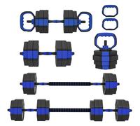 SPORTNOW - Juego de mancuernas de entrenamiento (6 en 1, mancuernas ajustables 30 kg, antideslizantes, Kettlebell, barra de entrenamiento o soporte para bombas de fitness en casa, azul y negro