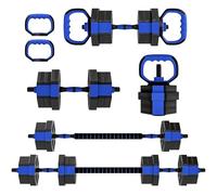 SPORTNOW - Juego de mancuernas de entrenamiento con pesas ajustables (20 kg, antideslizantes, Kettlebell, barra de musculación o soporte para bombas de fitness en casa, azul y negro