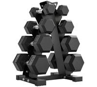 SPORTNOW Juego de Mancuernas Hexagonales 6/8 Piezas 36/50 kg con Soporte | 2x4kg, 2x6kg, 2x8kg, Soporte Almacenamiento, Recubrimiento Goma, Mango Antideslizante, Entrenamiento Casa Gimnasio