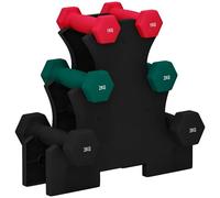 SPORTNOW - Juego de mancuernas hexagonales cortas (12 kg, incluye soporte y 6 mancuernas: 2 x 1 kg, 2 x 2 kg, 2 x 3 kg)