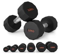 SPORTNOW Juego de mancuernas, par de pesas de mano con forma de 12 lados y agarre antideslizante para hombres mujeres Home Gym Workout, 2 x 12kg
