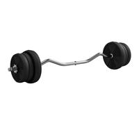 SPORTNOW Juego de Pesas de 25 kg en Total, Discos de Peso de Mancuernas y Barra Larga, Agarre Antideslizante, Ø 25x120cm, negro