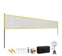 SPORTNOW - Juego de voleibol y bádminton, postes de acero, altura ajustable, bola de voleibol, red bádminton portátil, 4 raquetas de nieve, 4 volantes, bolsa de transporte, para césped, playa, jardín