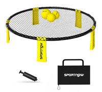 SPORTNOW Juego Spike, juego mini de juegos de playa con red, 3 pelotas y bomba para inflar pelotas, portátil con bolsa de transporte para deportes de equipo al aire libre, amarillo