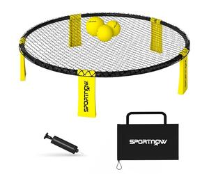 SPORTNOW Juego Spike, juego mini de juegos de playa con red, 3 pelotas y bomba para inflar pelotas, portátil con bolsa de transporte para deportes de equipo al aire libre, amarillo