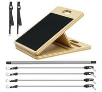 SPORTNOW Kit de Barra de Pilates con 6 Bandas Elásticas Entrenamiento de Cuerpo Completo Tabla Inclinada Regulable Kit de Pilates para Casa Gris