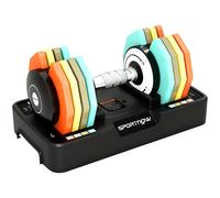 SPORTNOW Mancuerna Ajustable 5 en 1 de 5 a 25 kg con Base de Almacenamiento y Mango Antideslizante para Casa Gimnasio Multicolor