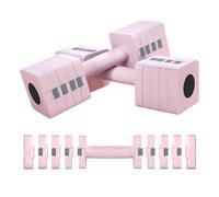 SPORTNOW Mancuernas Ajustables 10 kg Juego de Pesas con Mango Antideslizante y Diseño Cuadrado Juego de Mancuernas para Entrenamiento en Casa Gimnasio Oficina Rosa