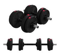 SPORTNOW mancuernas ajustables 2 en 1, mancuernas libres con asas antideslizantes, 15 kg, barras incluidas, entrenamiento muscular y levantamiento de pesas negro y rojo