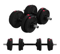 SPORTNOW mancuernas ajustables 2 en 1, mancuernas libres con asas antideslizantes, 15 kg, barras incluidas, entrenamiento muscular y levantamiento de pesas