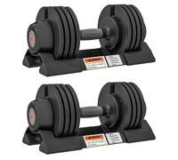 SPORTNOW Mancuernas Ajustables 4 en 1 2x10 kg Ajuste Rápido de Peso con Base de Almacenaje Mango Antideslizante Gimnasio en Casa