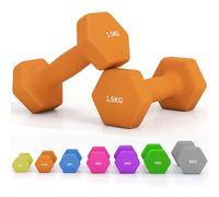 SPORTNOW Mancuernas hexagonales, par de pesas de neopreno con agarre antideslizante, equipo de entrenamiento de gimnasio en casa, 2 x 1,5 kg, 2 x 2 kg, 2 x 3 kg, 2 x 4 kg, 2 x 5 kg, 2 x 6 kg, rosa