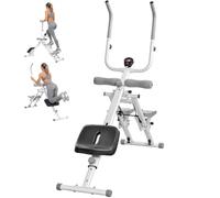 SPORTNOW Máquina 2-en-1 Abdominales Stepper Plegable Pantalla LCD Blanco | Entrenador abdominales y escaladora, abdominal cruncher ajustable altura, para gimnasio casa entrenamiento fuerza