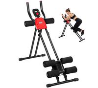 SPORTNOW Máquina Abdominales Plegable con Monitor LCD, Entrenador de Abdominales para Casa, Aparato de Entrenamiento Muscular Multifuncional, Carga 120 kg, para Entrenamiento de Cuerpo Completo Negro