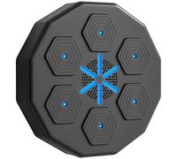 SPORTNOW Máquina Boxeo Musical Pared con Guantes Conexión Bluetooth y Luces LED para Adultos y Niños en Casa Gimanasio Negro