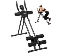 SPORTNOW Máquina de Abdominales Plegable con Monitor LCD, Equipo de Entrenamiento de Core para Casa, Negra