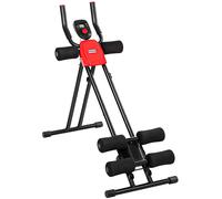 SPORTNOW Máquina de Abdominales Plegable con Monitor LCD para Entrenamiento de Cuerpo Completo en Casa Rojo y Negro Aosom España