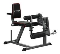 SPORTNOW Máquina de Extensión y Curl de Piernas Ajustable con Carga de Placas para Entrenamiento de Cadera Muslos en Gimnasio