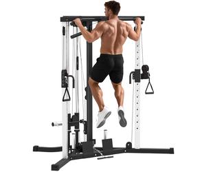 SPORTNOW Máquina de Multiestación Musculación Entrenamiento Placas de Peso de 100 kg Carga 120 kg 170x139x200 cm Negro Aosom España