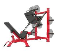 SPORTNOW Máquina de prensa de piernas con bloqueo para pies, máquina de extensión de piernas con ángulo ajustable, soporte para discos, ruedas, carga de 455 kg, estructura de acero, para entrenamiento
