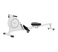 SPORTNOW Máquina de Remo Magnético Plegable para Casa 180x48x60 cm Blanco | Pantalla LCD, Resistencia de 8 Niveles, 2 Ruedas, Carga 130 kg, para Gimnasio, Acero