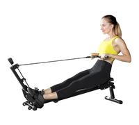 SPORTNOW Máquina de remo para casa, máquina de remo compacta silenciosa con resistencia elástica, monitor LCD, asiento acolchado, para entrenamiento de todo el cuerpo, capacidad 150 kg, ahorra espacio