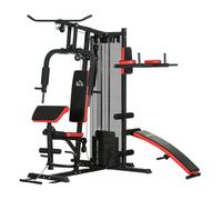 Sportnow máquina multiestación musculación para casa ajustable multiestación de musculación con placas de peso de 45 kg para entrenamiento fitness en hogar gimnasio 225x175x200 cm negro 225 cm