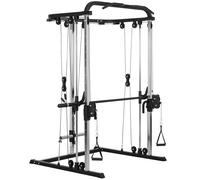 SPORTNOW Máquina Multifunción de Musculación con Soporte para Sentadillas y Barra para Pesas para Entrenamiento Fitness Negro