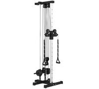 SPORTNOW Máquina Polea Alta y Baja de Pared de Doble Polea Ajustable en 15 Posiciones Multifunción Lat Pulldown para Gimnasio