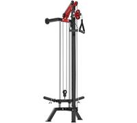SPORTNOW Máquina Polea Alta y Baja de Pared de Polea Ajustable en 16 Posiciones con Barra para Jalones para Casa en Gimnasio