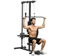 SPORTNOW Máquina Polea Alta y Baja, Máquina de Musculación con Pedales Giratorios y Asiento Ajustable, Multifunción Lat Pulldown para Fitness Entrenamiento en Gimnasio, Hogar, Oficina, Negro