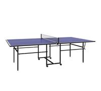 SPORTNOW Mesa de Ping-Pong Plegable con 4 Ruedas 274x152,5x75,5 cm Azul
