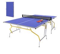 SPORTNOW Mesa de Ping-Pong Plegable con Red Interior 274x152,5x76 cm Azul | Diseño Compacto, Reposapiés Ajustables, Marco de Acero