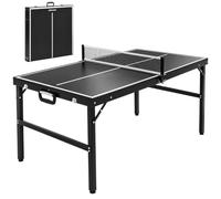 SPORTNOW Mesa de Ping Pong Plegable con Red Portátil 152x76x72 cm Negro | Estructura de Aluminio, Mini Mesa de Tenis, para Interior y Exterior