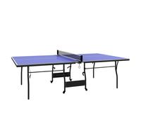 SPORTNOW Mesa de Ping-Pong Plegable Mesa de Tenis Profesional Tamaño Estándar con 4 Ruedas Red 2 Paletas y 3 Pelotas para Interior 274x152,5x76 cm Azul