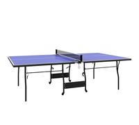 SPORTNOW Mesa de Ping-Pong Plegable Mesa de Tenis Profesional Tamaño Estándar con 4 Ruedas Red 2 Paletas y 3 Pelotas para Interior 274x152,5x76 cm Azul