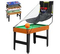 SPORTNOW Mesa Multijuegos 5 en 1 con Futbolines para Niños Billar Ping-pong Hockey y Baloncesto 134x108x144 cm Natural y Negro