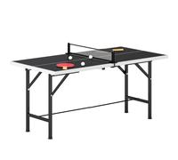 SPORTNOW Mini Mesa de Ping-Pong Plegable con Red 2 Raquetas y 3 Pelotas para Interior y Exterior 152x76x70 cm Negro Negro