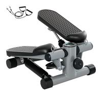 SPORTNOW Mini Stepper para Hacer Ejercicio en Casa Máquina de Escalada Compacta con Bandas de Resistencia Monitor LCD Pedales Antideslizantes Ajustables en Altura para Entrenamiento de Cuerpo Gris