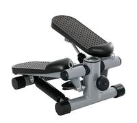 SPORTNOW Mini Stepper para Hacer Ejercicio en Casa Máquina de Escalada Compacta con Bandas de Resistencia Monitor LCD Pedales Antideslizantes Ajustables en Altura para Entrenamiento de Cuerpo Gris