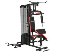 SPORTNOW Multiestación de Musculación con Placas de Peso de 45 kg Carga Max. 110 kg para Entrenamiento 225x175x200 cm Negro Aosom España