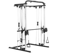 SPORTNOW Smith Machine Multipower Multifunción Fitness Negro | Multiestación de Musculación, Soporte para Sentadillas, Barra para Pesas, Entrenamiento en Hogar